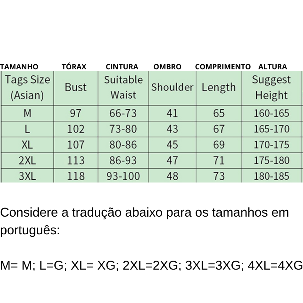 TABELA DE MEDIDAS