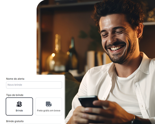 homem feliz usando o celular