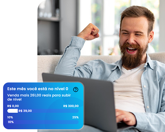 homem feliz usando o celular