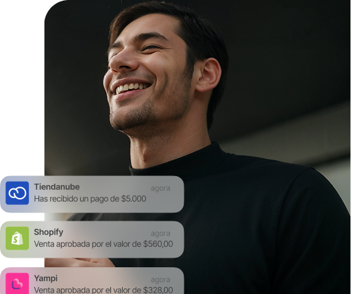 homem feliz ao receber notificações de vendas concluídas
