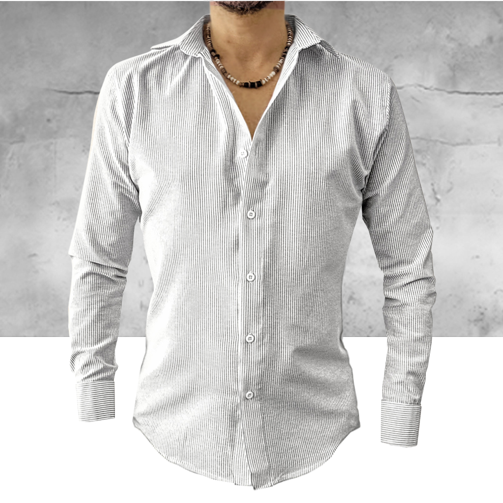 BodyMaker, Camisa, Blanca, Rayas, Finas, Negras